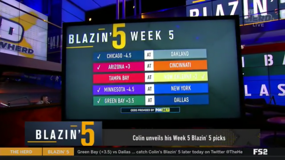 Colin Cowherd Blazing Five NFL 2019 Week 5 Picks On Fox Sports