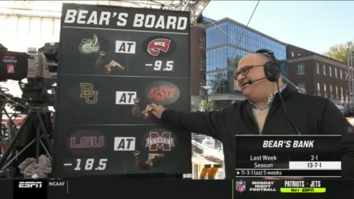 Chris Fallica Bear's Bank Week 8 2019 Picks On ESPN College Gameday # ...