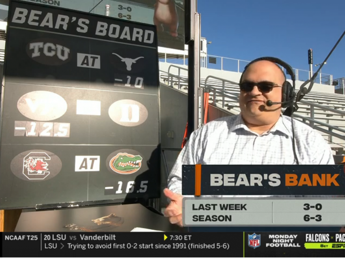 Bear's Bank Picks: Chris Fallica Week 9 2020 College Football Picks on ESPN  College Gameday - EvenYourOdds