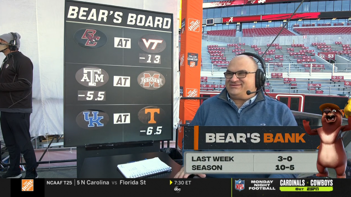 Bear's Bank Picks: Chris Fallica Week 9 2020 College Football Picks on ESPN  College Gameday - EvenYourOdds