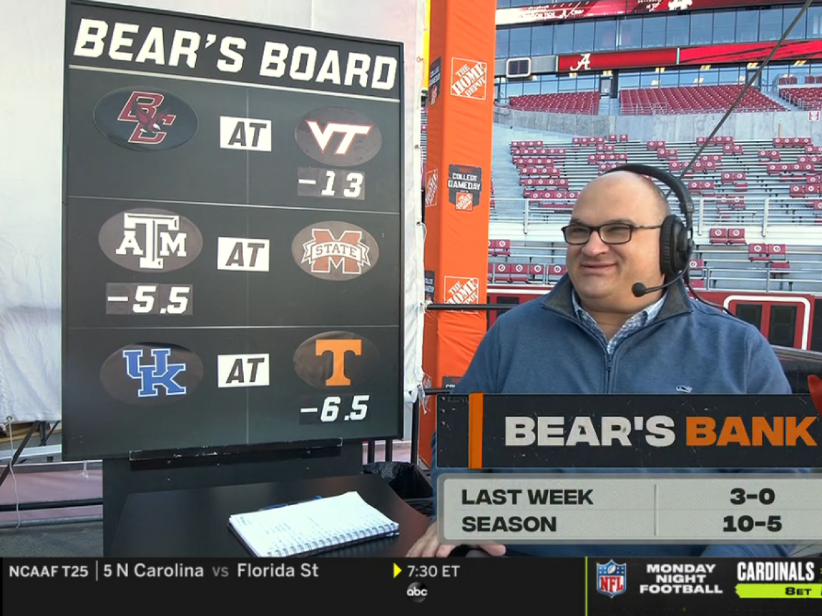 Chris Fallica Bear's Bank Week 7 2019 Picks On ESPN College Gameday  #SaturdaySelections - EvenYourOdds