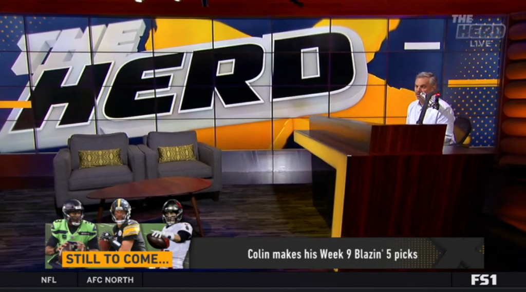 Blazing 5: Colin Cowherd Week 9 NFL Picks 2020 On Fox Sports