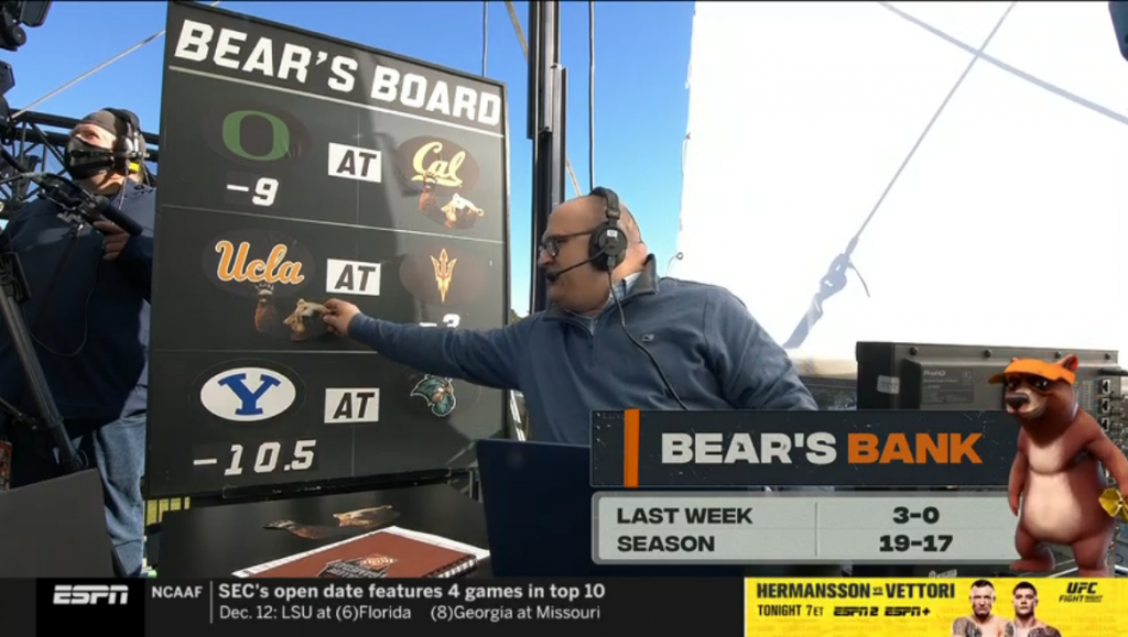 Stanford Steve and Chris “The Bear” Fallica 2020 College Football Week 5  Picks on ESPN Behind the Bets Podcast - EvenYourOdds