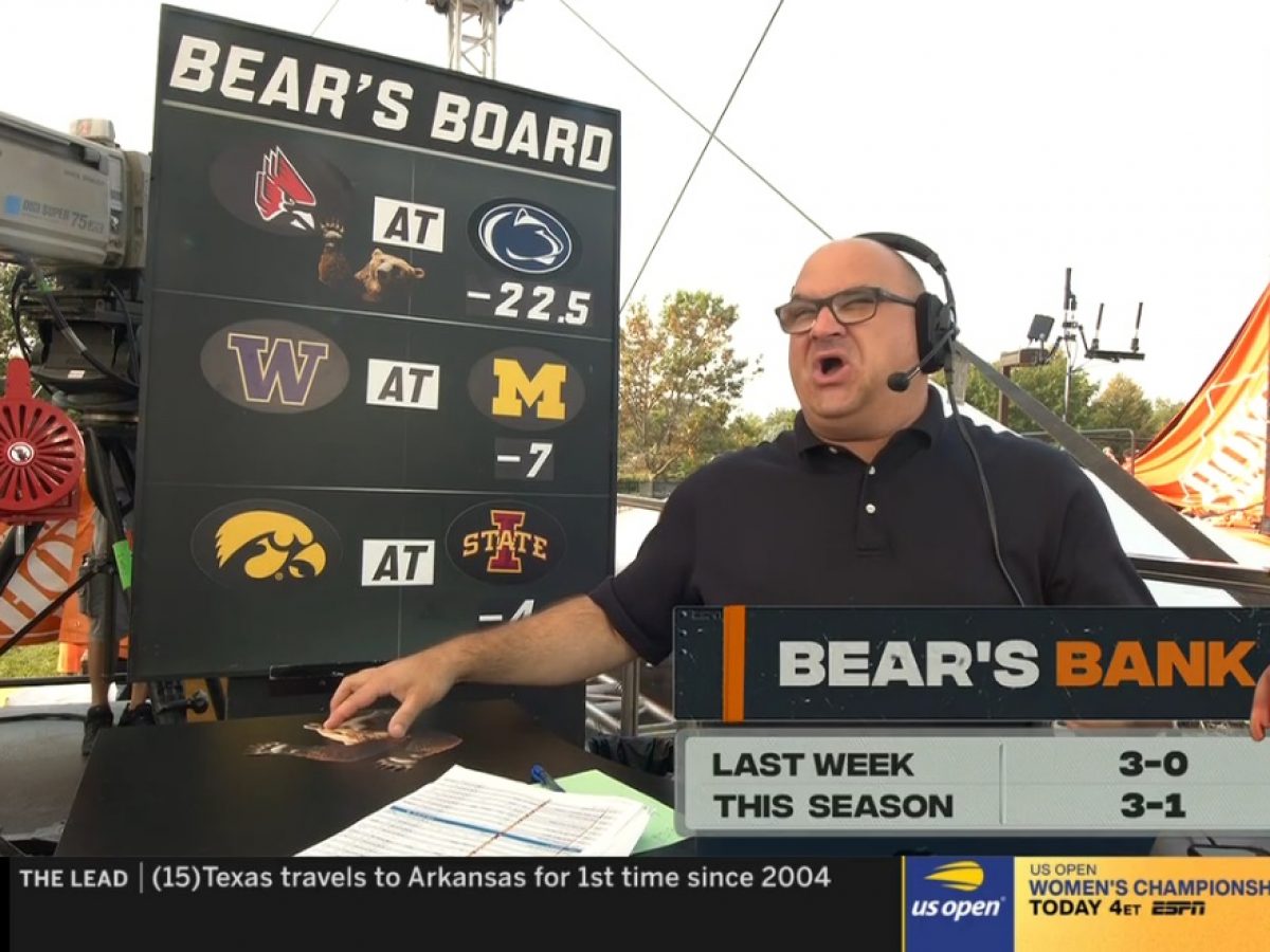 Stanford Steve and Chris “The Bear” Fallica 2020 College Football Week 3  Picks on ESPN Behind the Bets Podcast - EvenYourOdds