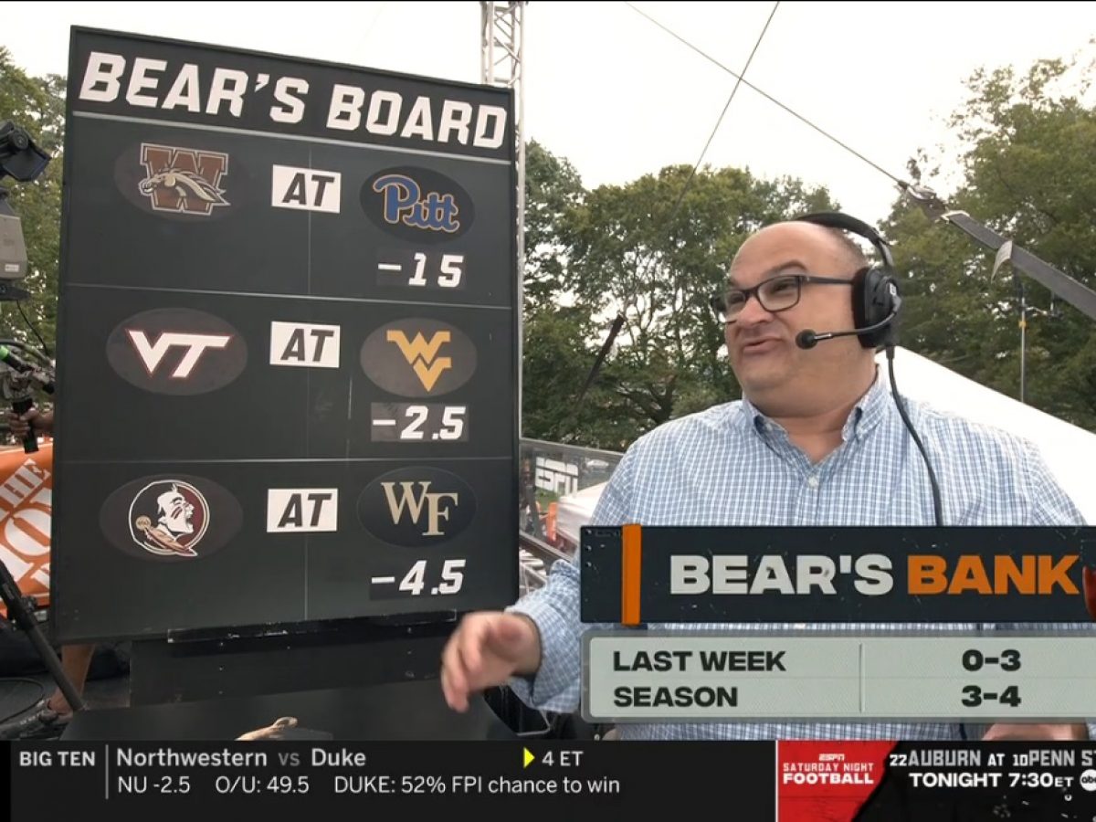 Stanford Steve and Chris “The Bear” Fallica 2020 College Football Week 3  Picks on ESPN Behind the Bets Podcast - EvenYourOdds