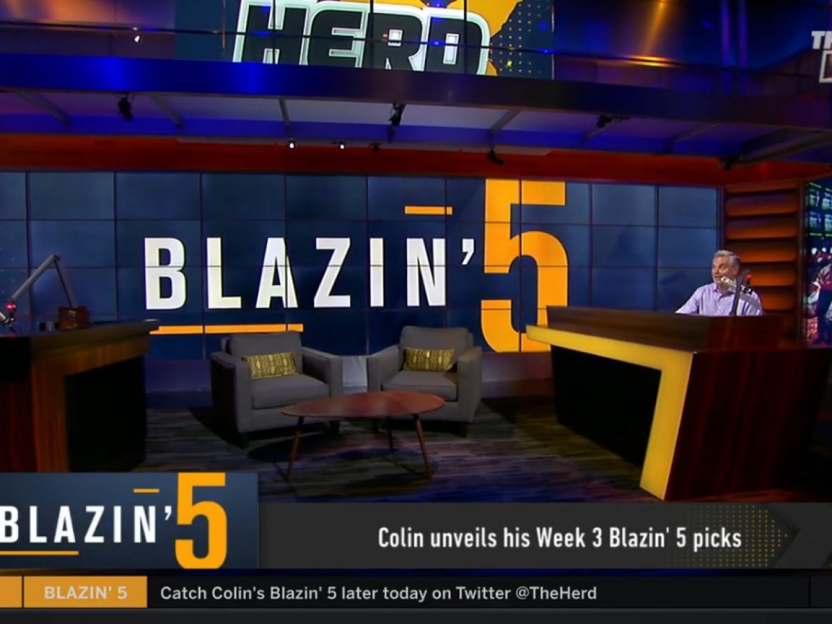 Colin Cowherd's Blazin' 5 Week 3 picks, including Patriots and