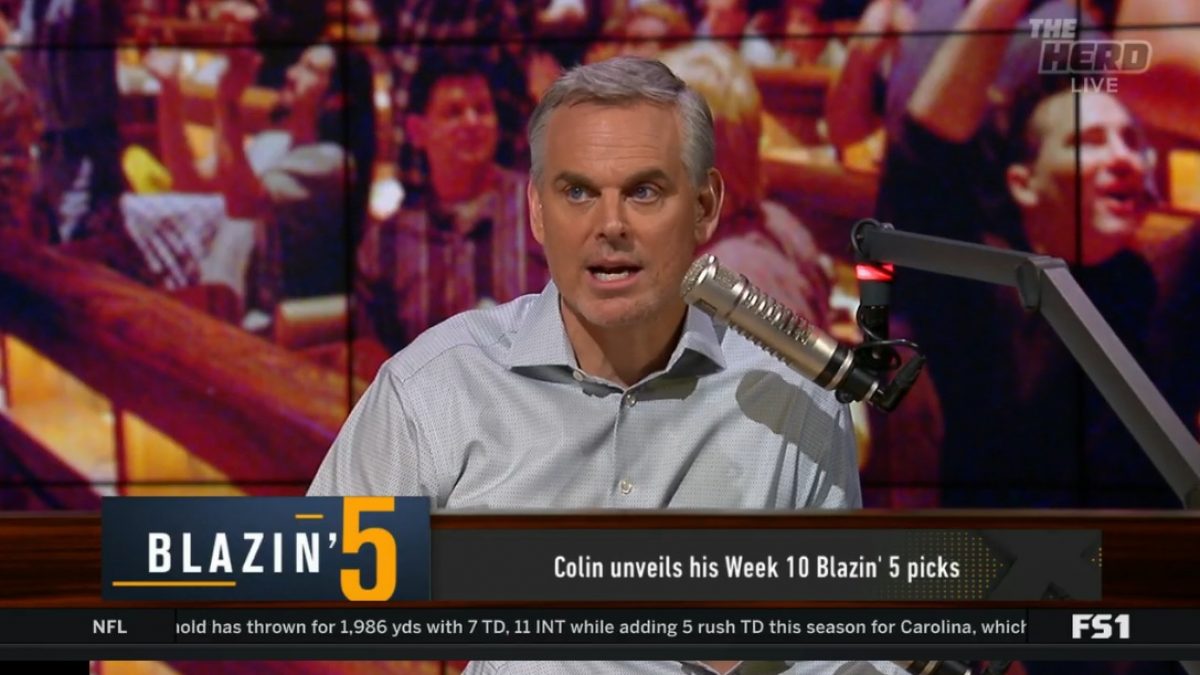 Colin Cowherd's Week 10 Blazing 5 Picks